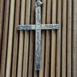 12k Gold Filled Etched Cross Pendant (Vintage)